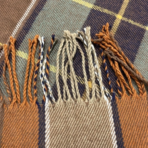 TOPSHOP Brown/Tan/Olive Fringe Cottage/Cabin/Urban-Chic Oversized Scarf/Shawl - Picture 8 of 12